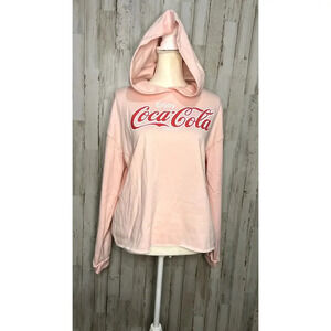 Coca-Cola Women's XL Pink Cropped Hoodie‎ Long Sleeve Pullover Casual